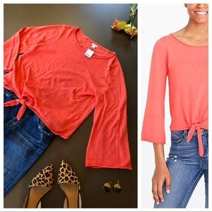 J.Crew Coral Boatneck Tie-front Top, Large NWT